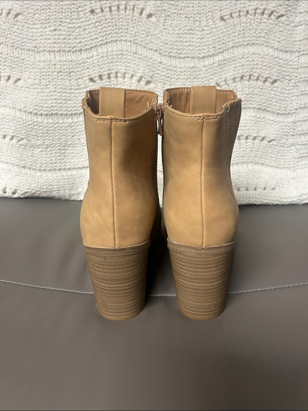 Universal Thread Tan Pointed Toe Block Heel Ankle Boots - Picture 4 of 5